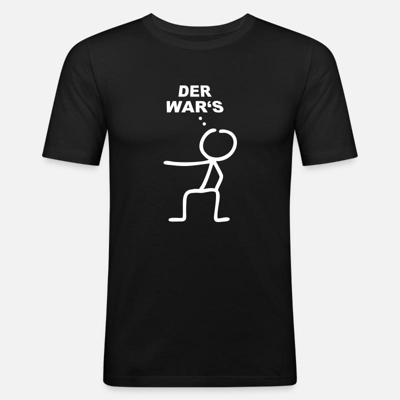 Strichmännchen Der wars - Männer Slim Fit T-Shirt - Schwarz