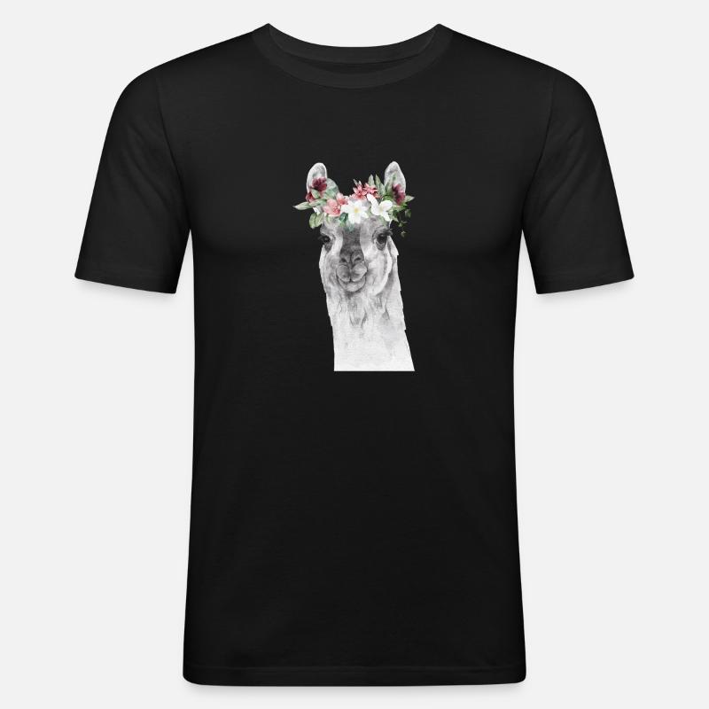 Llama - Männer Slim Fit T-Shirt - Schwarz