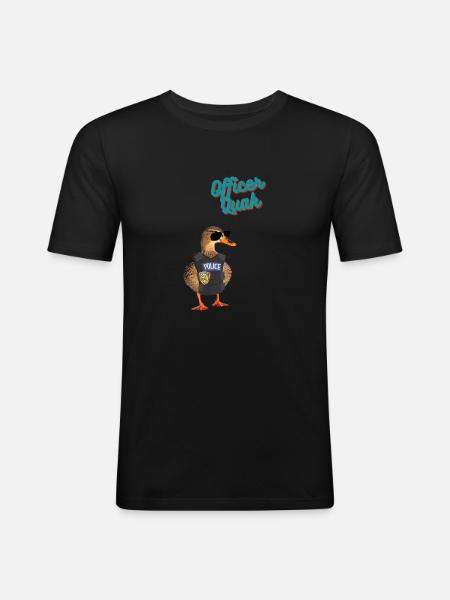Officer Quak - Männer Slim Fit T-Shirt - Schwarz