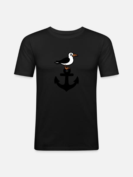 Anker Möwe Hafen - Men's Slim Fit T-Shirt - black