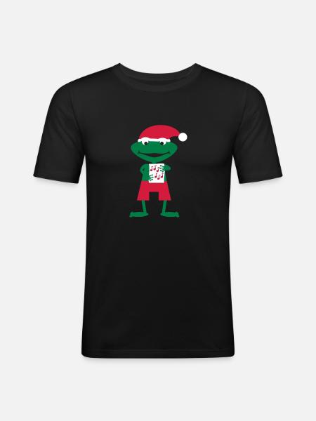 Weihnachtsfrosch - Männer Slim Fit T-Shirt - Schwarz