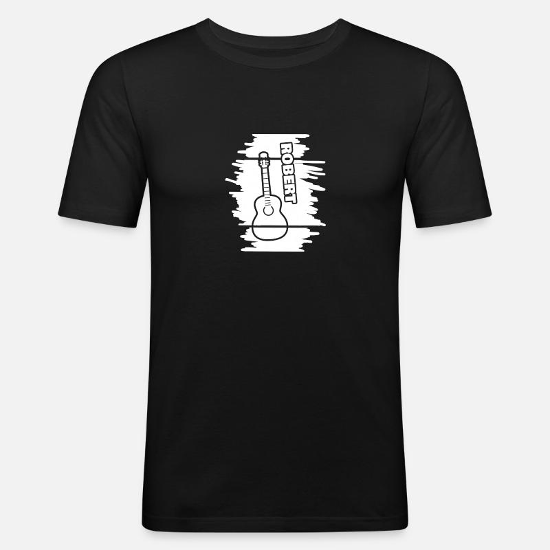 Robert als Guitar - Männer Slim Fit T-Shirt - Schwarz