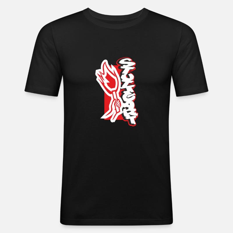 Stuttgart Pyro - Männer Slim Fit T-Shirt - Schwarz