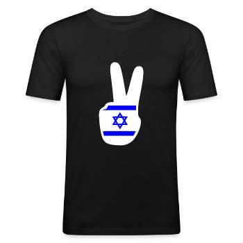 Israel - Männer Slim Fit T-Shirt - Schwarz - Vorne - Nik (191cm)