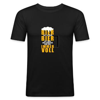 Bier ist lecker, Bier ist toll! - Männer Slim Fit T-Shirt - Schwarz - Vorne - Nik (191cm)