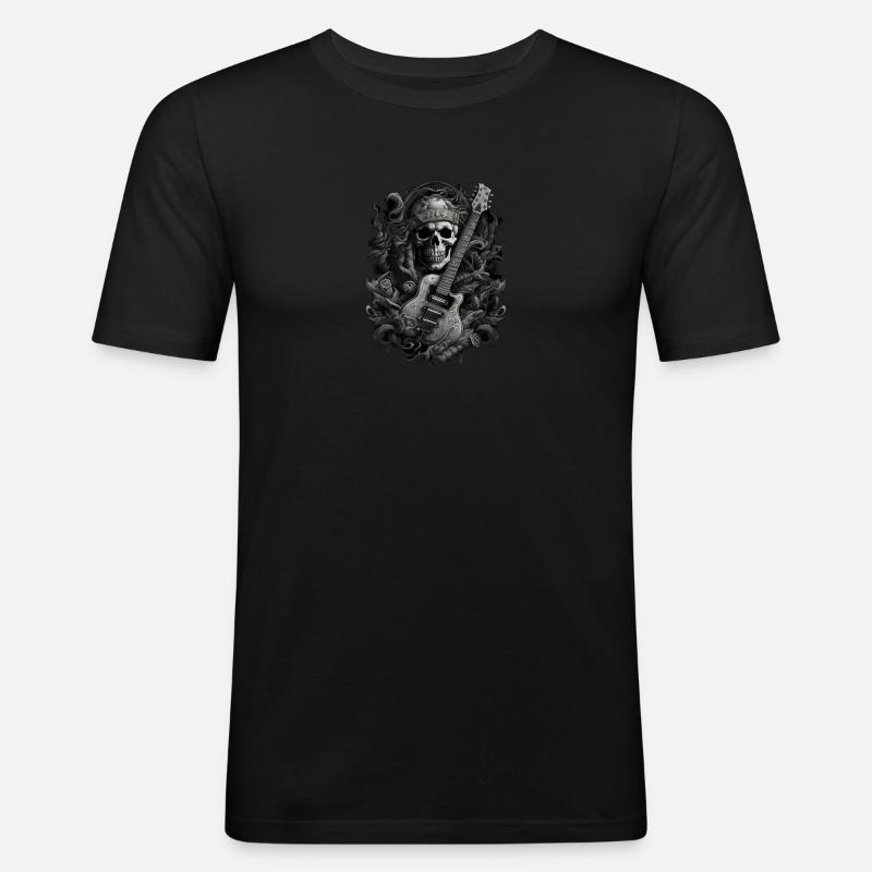 Skelett-Gitarrist - Männer Slim Fit T-Shirt - Schwarz