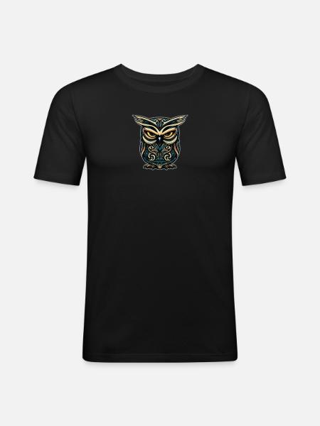 Eule im Cartoon Style 1 - Männer Slim Fit T-Shirt - Schwarz