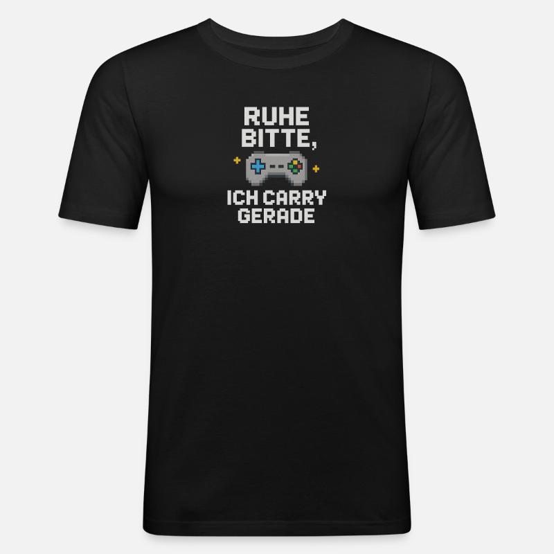 Ruhe Bitte Pixel Controller Grafik - Männer Slim Fit T-Shirt - Schwarz