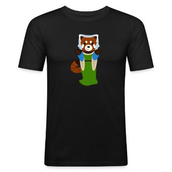 Roter Panda als Renaissance-Frau verkleidet - Männer Slim Fit T-Shirt - Schwarz - Vorne - Nik (191cm)
