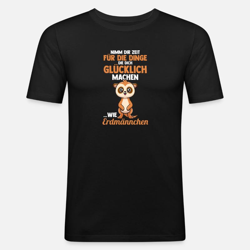 Erdmännchen - Männer Slim Fit T-Shirt - Schwarz
