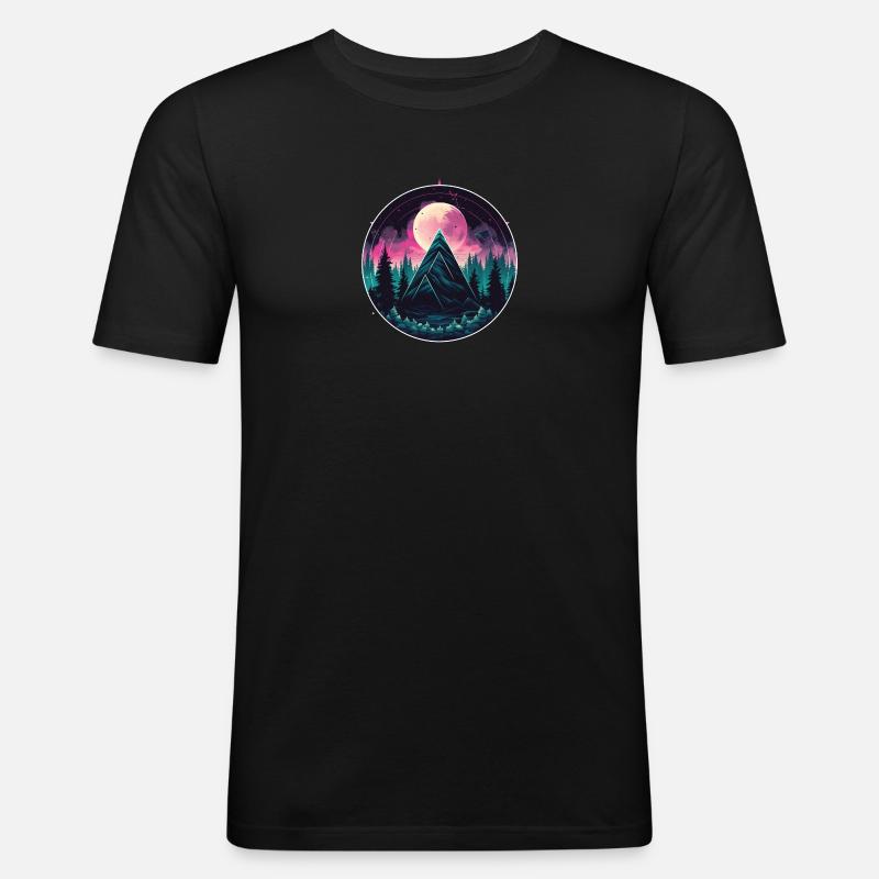 Synthwave Triangles - Männer Slim Fit T-Shirt - Schwarz