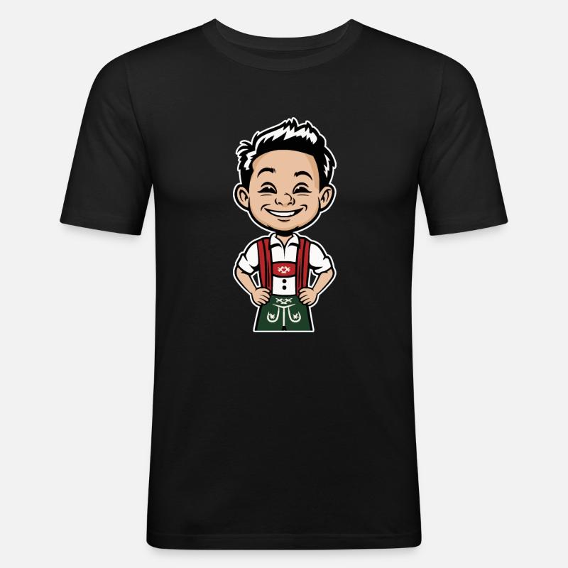 Lausbub Lausbua - Männer Slim Fit T-Shirt - Schwarz
