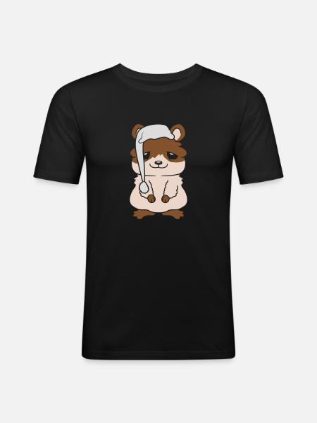 Good night sleepy hat hamster - Men's Slim Fit T-Shirt - black