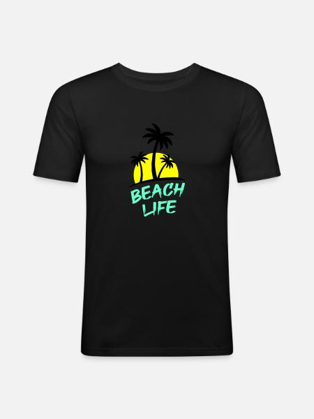 beach life - Männer Slim Fit T-Shirt - Schwarz