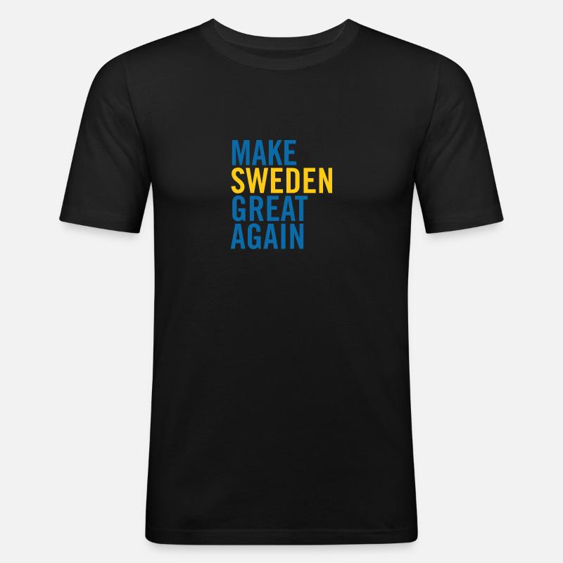 Make Sweden Great Again - Männer Slim Fit T-Shirt - Schwarz