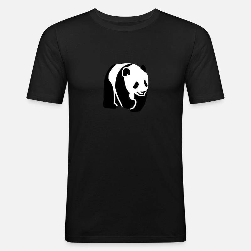 Panda - Männer Slim Fit T-Shirt - Schwarz