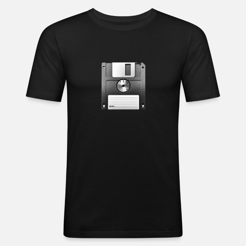 Einfache Diskette - Männer Slim Fit T-Shirt - Schwarz