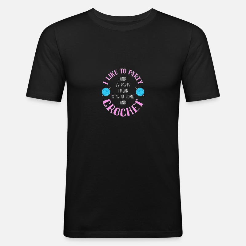 Häkeln - Männer Slim Fit T-Shirt - Schwarz
