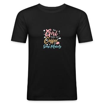 Fabrication de savon Savon fait à la main - T-shirt près du corps Homme - noir - Devant - Nik (191cm)
