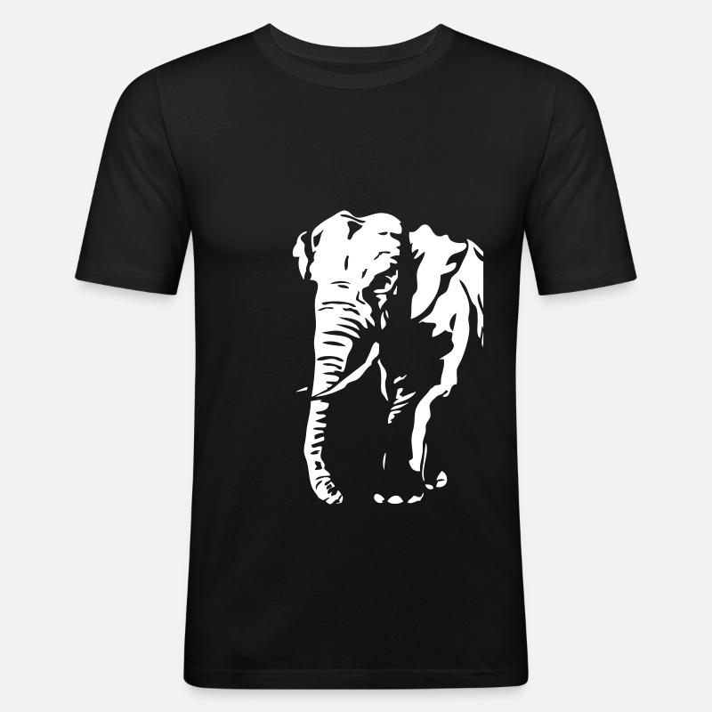Elephant - Elefant - Männer Slim Fit T-Shirt - Schwarz