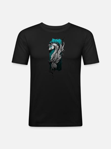 Monture céleste : Cheval ailé s’élevant - T-shirt près du corps Homme - noir