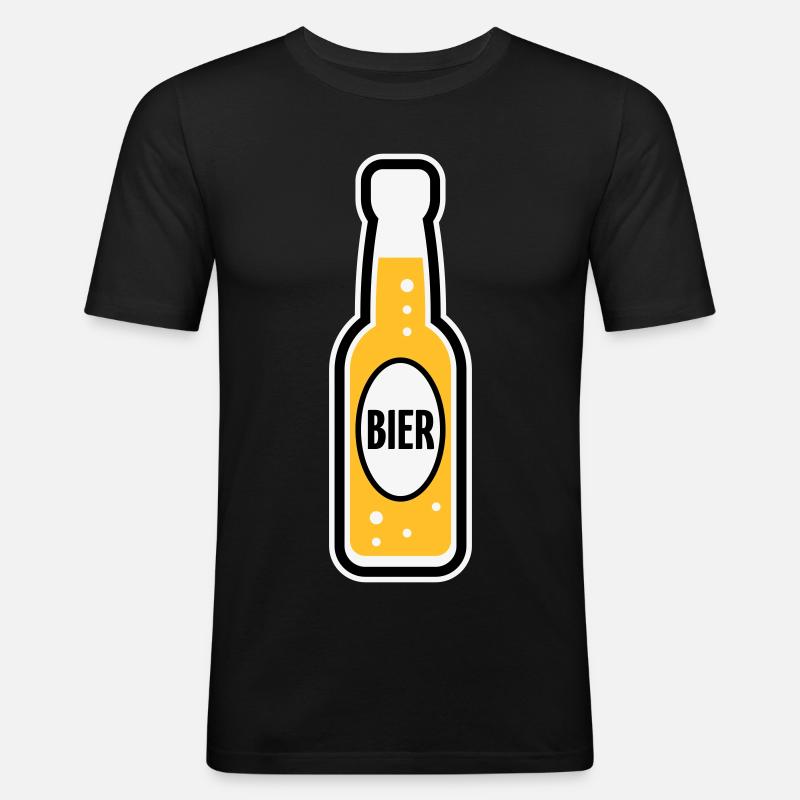 Bierflasche (Bier / Bierchen / POS 3C) - Männer Slim Fit T-Shirt - Schwarz