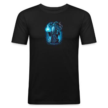 Zauberer - Männer Slim Fit T-Shirt - Schwarz - Vorne - Nik (191cm)