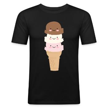 Crème glacée - T-shirt près du corps Homme - noir - Devant - Nik (191cm)
