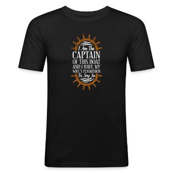 Bateau de capitaine de bateau de plaisance - T-shirt près du corps Homme - noir - Devant - Nik (191cm)
