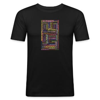Stadtteile Mosaik - Berlin - Männer Slim Fit T-Shirt - Schwarz - Vorne - Nik (191cm)