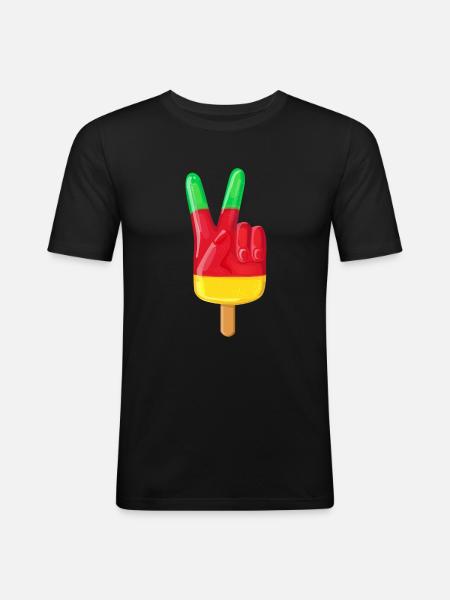 Fingereis Peace - Männer Slim Fit T-Shirt - Schwarz