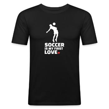 I love Football Stylish Soccer Silhouette - Men's Slim Fit T-Shirt - black - Front - Nik (191cm)