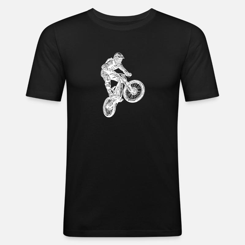 Cooler Radfahrer Springender Mountainbiker - Männer Slim Fit T-Shirt - Schwarz