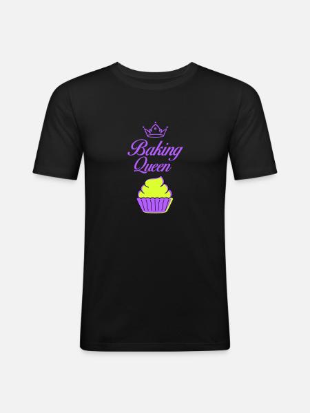 baking queen - Männer Slim Fit T-Shirt - Schwarz