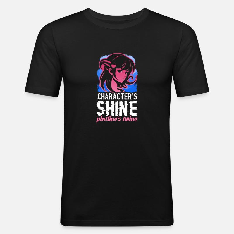 Character´s Shine plotline´s twine - Männer Slim Fit T-Shirt - Schwarz