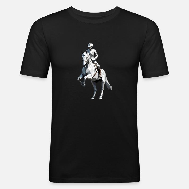 Cavalier Low Poly - Ballet Design - T-shirt près du corps Homme - noir