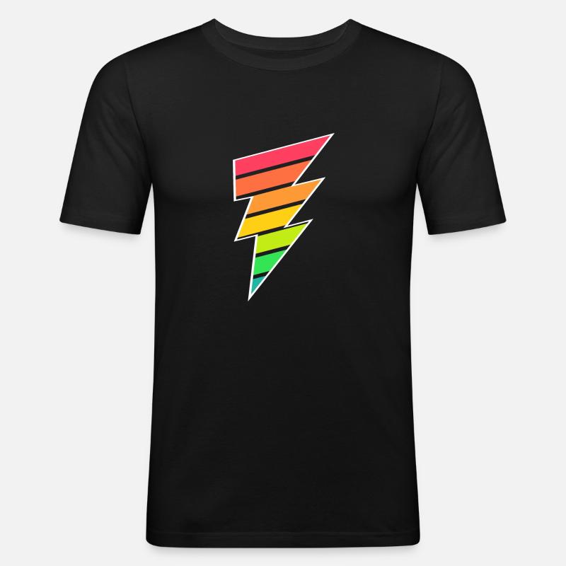 Bunter Blitz - Männer Slim Fit T-Shirt - Schwarz