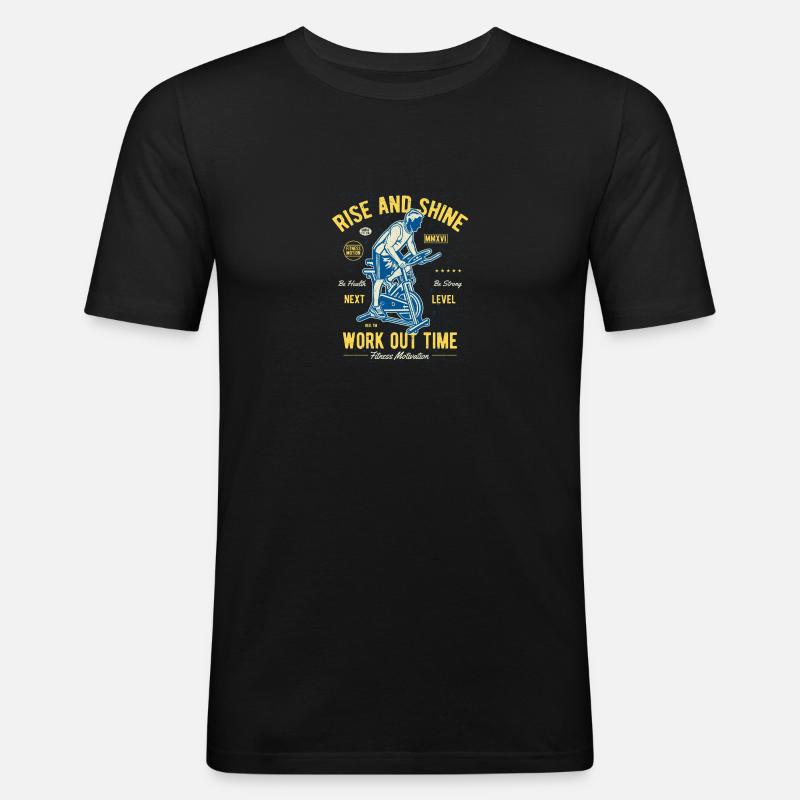 Work Out Time - Männer Slim Fit T-Shirt - Schwarz
