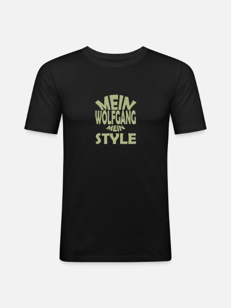 Wolfgang - Männer Slim Fit T-Shirt - Schwarz