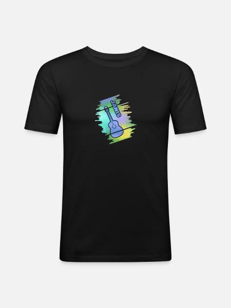 Guitare Janis - T-shirt près du corps Homme - noir