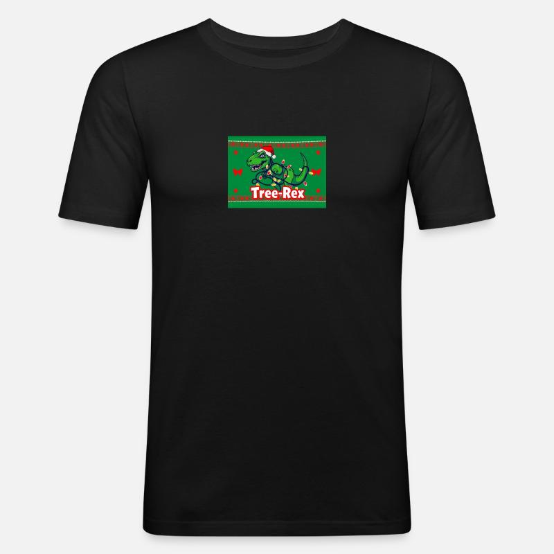Tree Rex pour pull de Noël moche - T-shirt près du corps Homme - noir