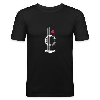 Amour de la guitare - guitare acoustique - T-shirt près du corps Homme - noir - Devant - Nik (191cm)