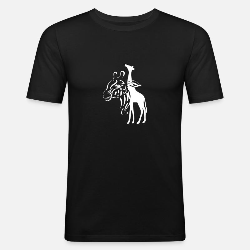 Giraffen - Männer Slim Fit T-Shirt - Schwarz