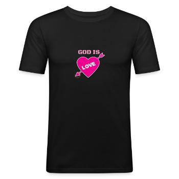 God is love God is love Christian solidarity - Men's Slim Fit T-Shirt - black - Front - Nik (191cm)
