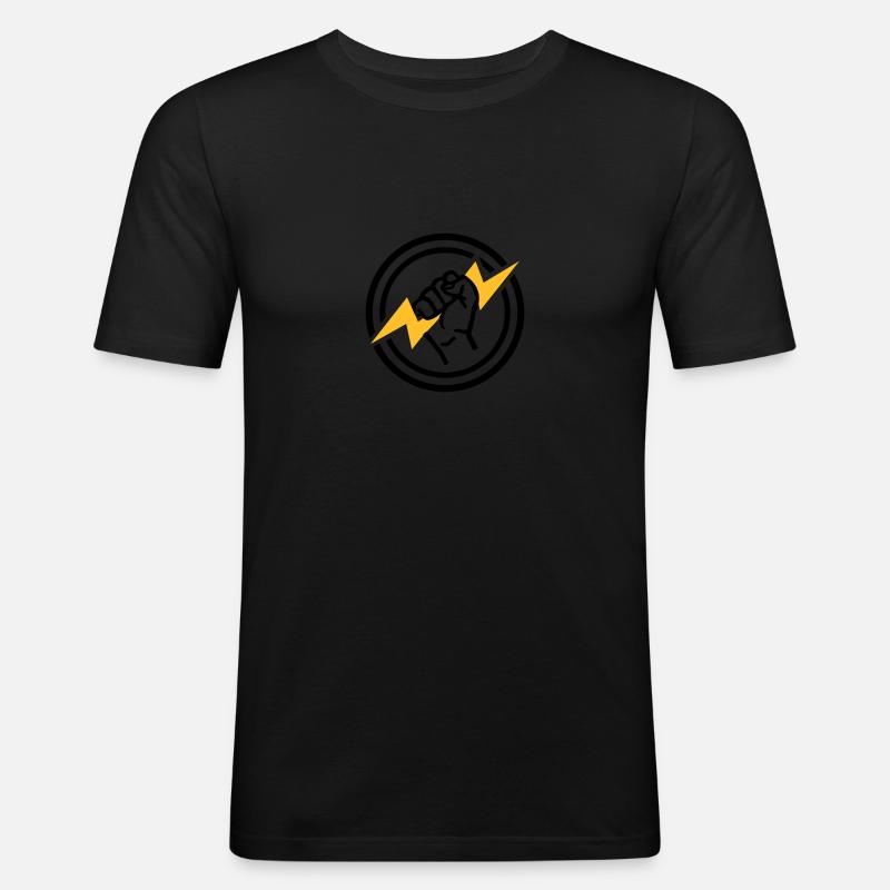 Blitz - Männer Slim Fit T-Shirt - Schwarz