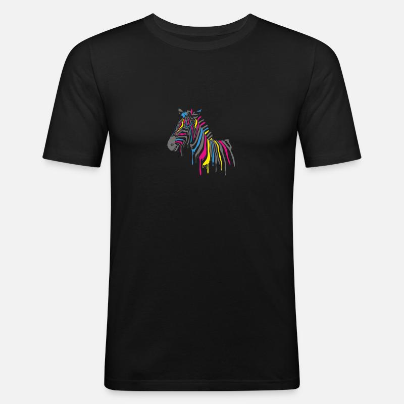 Zebra mit Farbe - Männer Slim Fit T-Shirt - Schwarz
