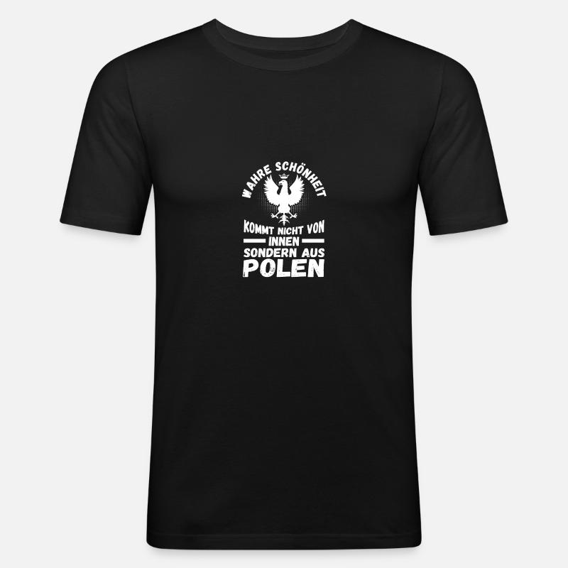 Pole Polnisch Polen - Männer Slim Fit T-Shirt - Schwarz
