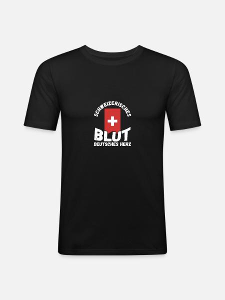 Schweizer Schweiz - Männer Slim Fit T-Shirt - Schwarz