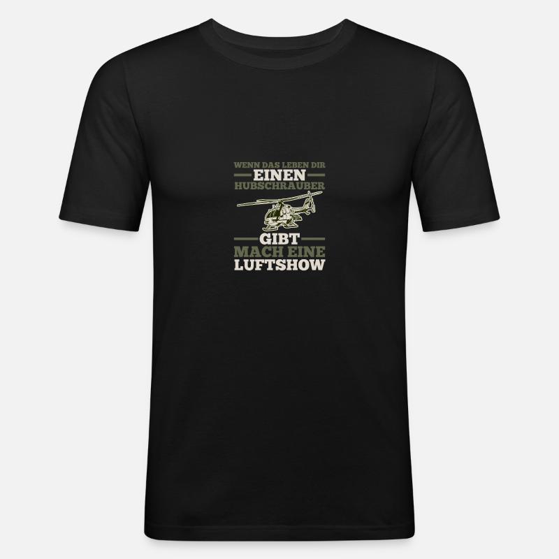 Pilot Helikopter Hubschrauber - Männer Slim Fit T-Shirt - Schwarz