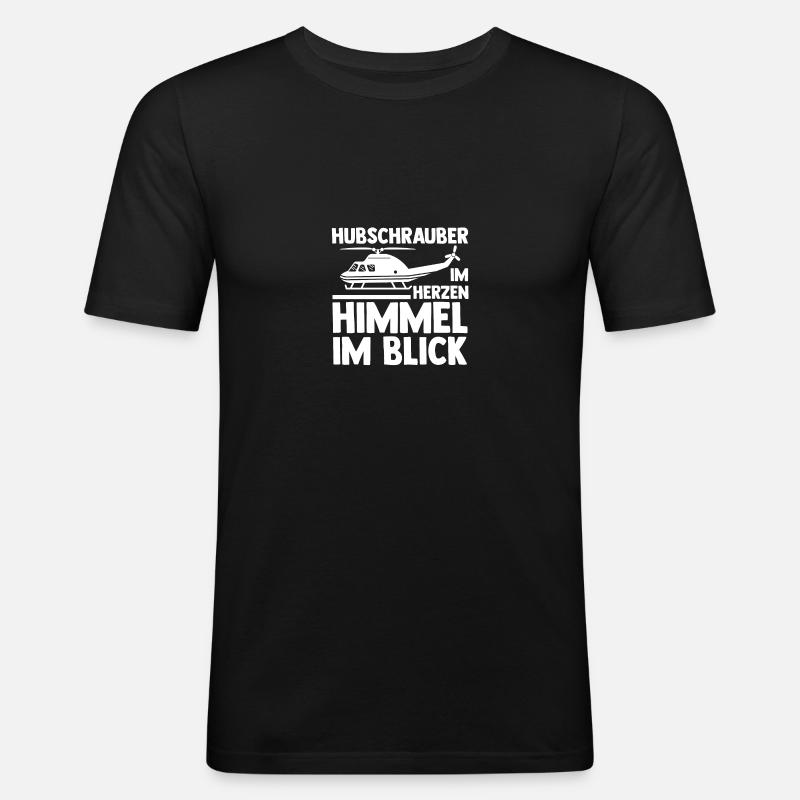 Pilot Helikopter Hubschrauber - Männer Slim Fit T-Shirt - Schwarz